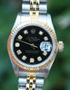 ROLEX 18k GOLD AND STEEL 26mm LADIES AUTOMATIC DATEJUST WATCH BLACK DIAMOND DIAL