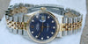 ROLEX DATEJUST MENS TWO TONE GOLD STAINLESS STEEL FACTORY DIAMOND BLUE DIAL