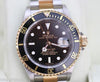 ROLEX SUBMARINER TWO TONE GOLD STAINLESS STEEL BLACK ON BLACK WATCH 16613