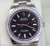 ROLEX MENS MILGAUSS STAINLESS STEEL WATCH 40MM 3 CARAT DIAMOND BEZEL