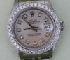 ROLEX  DATEJUST LADIES STEEL DIAMOND SILVER TAPESTRY DIAL DIAMOND BEZEL