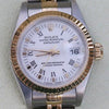 ROLEX LADIES WATCH DATEJUST WHITE DIAL JUBILEE BAND GOLD STEEL BOX PAPERS