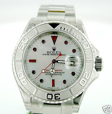 ROLEX MENS 16622 YACHTMASTER YACHT-MASTER  PLATINUM  STEEL  RED  RUBY DIAL