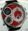 CURTIS & CO. BIG TIME WORLD RED DIAL STEEL 4 TIME ZONE