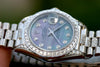 ROLEX LADIES 26mm DATEJUST 18K WHITE GOLD DIAMOND BAND BEZEL LUGS MOP DIAL