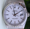 ROLEX DATEJUST MENS STAINLESS STEEL WHITE GOLD BEZEL WHITE DIAL MODEL 16234